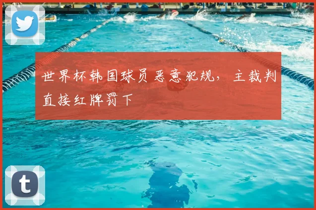 世界杯韩国球员恶意犯规,主裁判直接红牌罚下